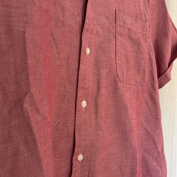 Men's Red Short Sleeve Button Shirt - Picture 2 of 4